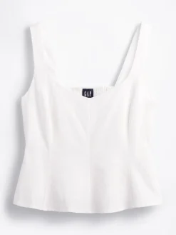 Linen-Blend Peplum Top