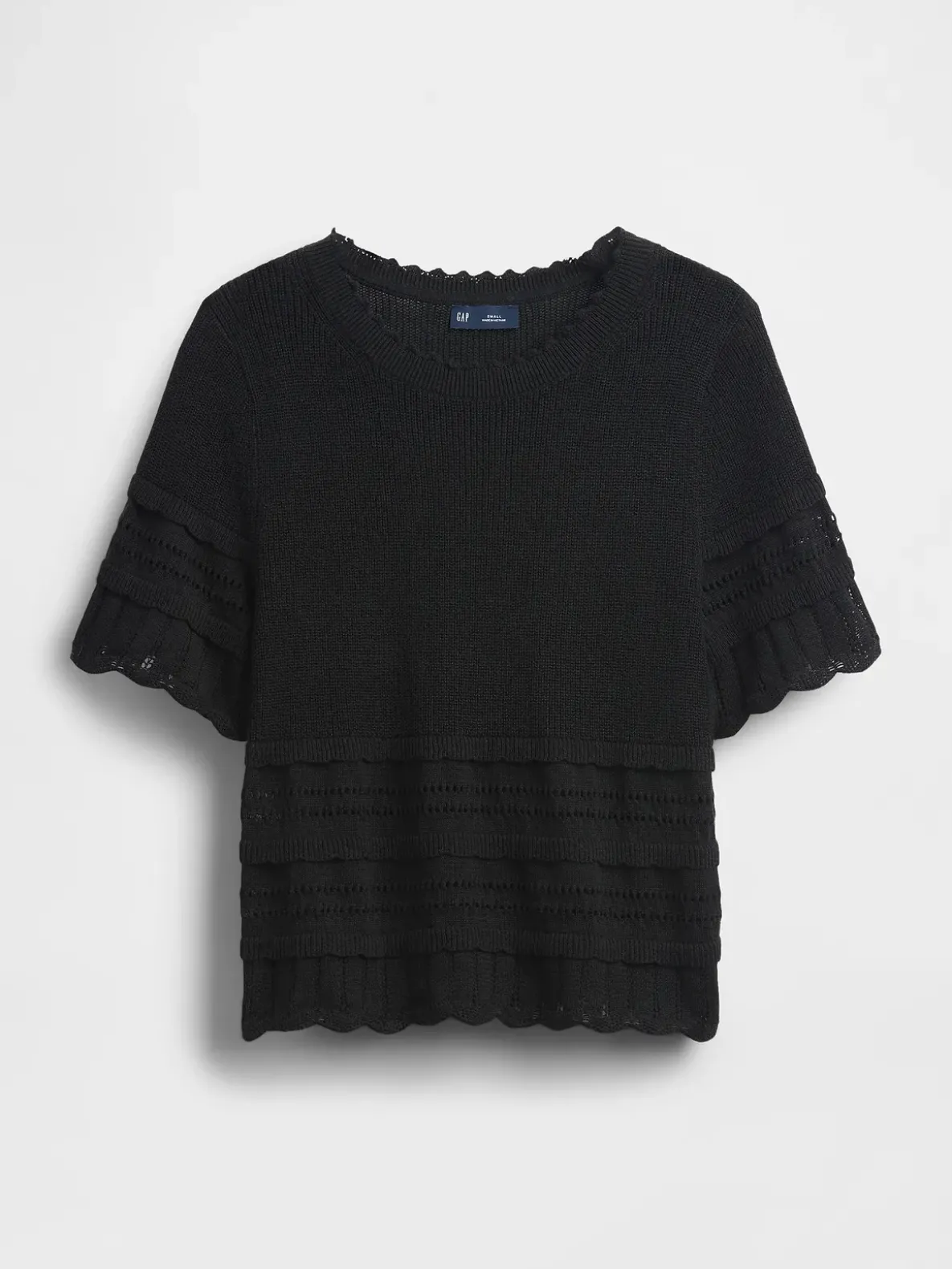 Linen-Blend Pointelle Sweater Crop Top