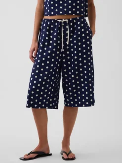 Linen-Blend Relaxed Easy Culotte Pants
