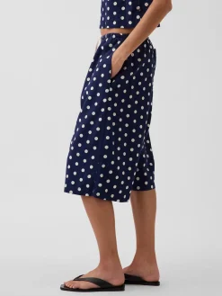 Linen-Blend Relaxed Easy Culotte Pants