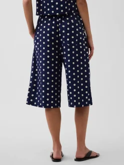 Linen-Blend Relaxed Easy Culotte Pants