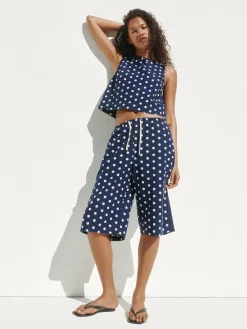 Linen-Blend Relaxed Easy Culotte Pants