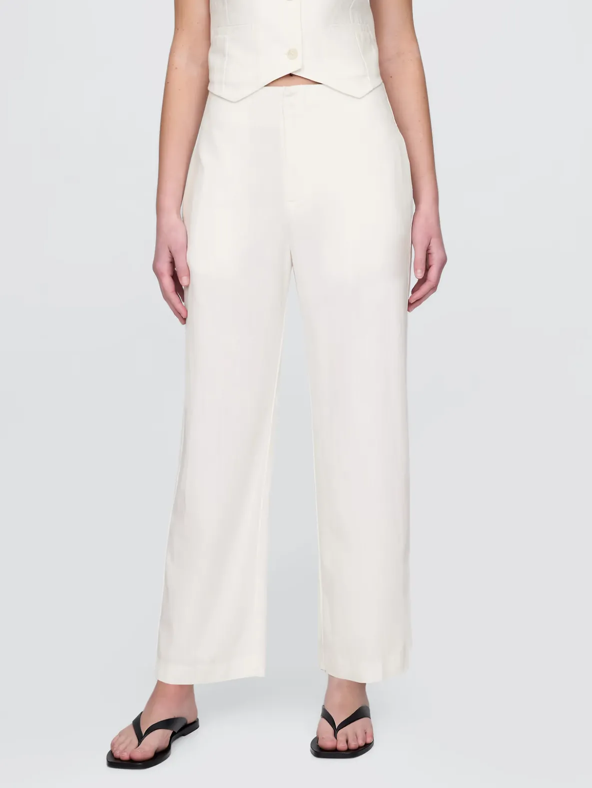 Linen-Blend Relaxed Straight Ankle Pants