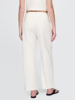Linen-Blend Relaxed Straight Ankle Pants