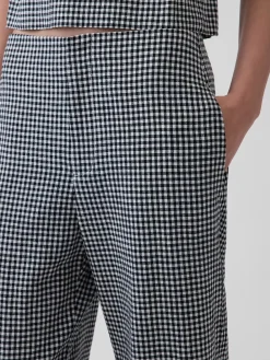Linen-Blend Relaxed Straight Ankle Pants
