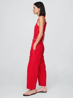 Linen-Blend Relaxed Straight Ankle Pants