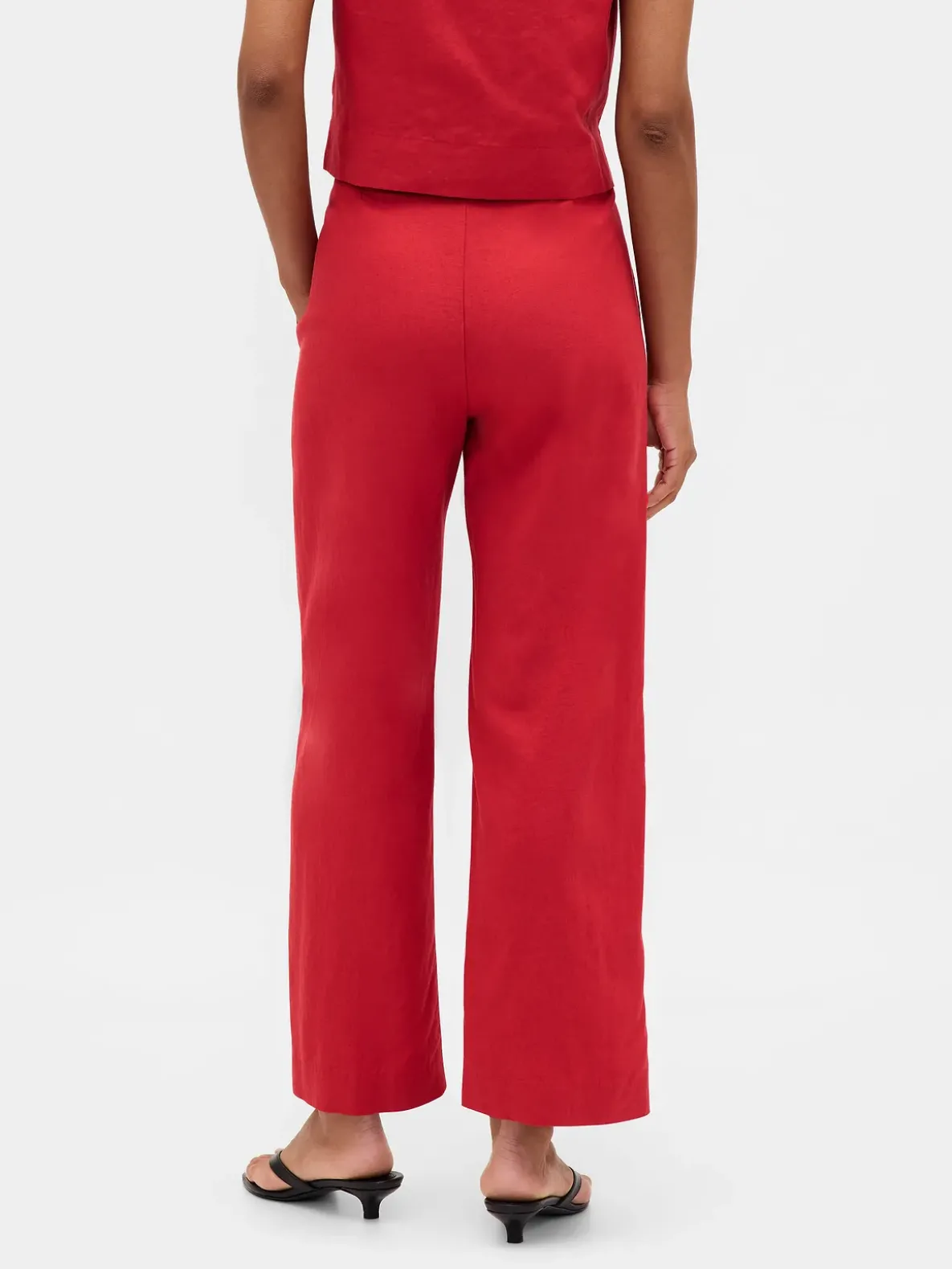 Linen-Blend Relaxed Straight Ankle Pants