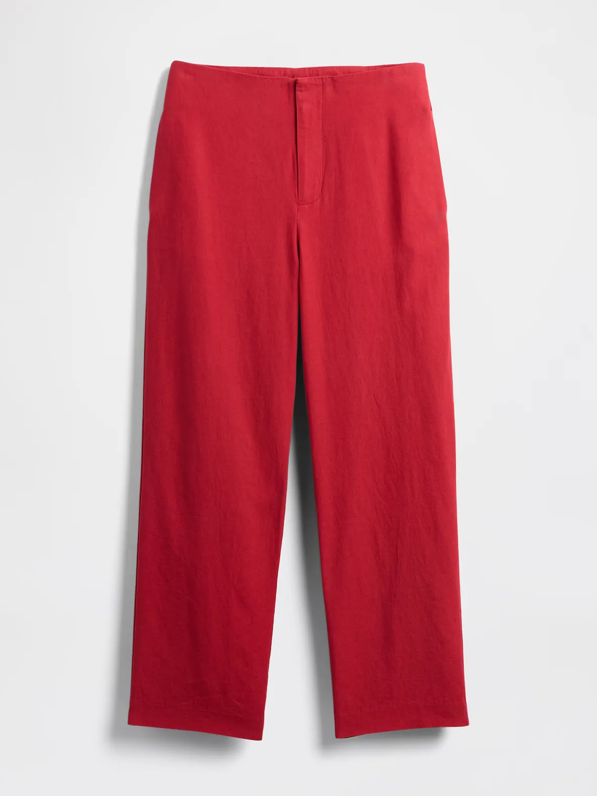 Linen-Blend Relaxed Straight Ankle Pants