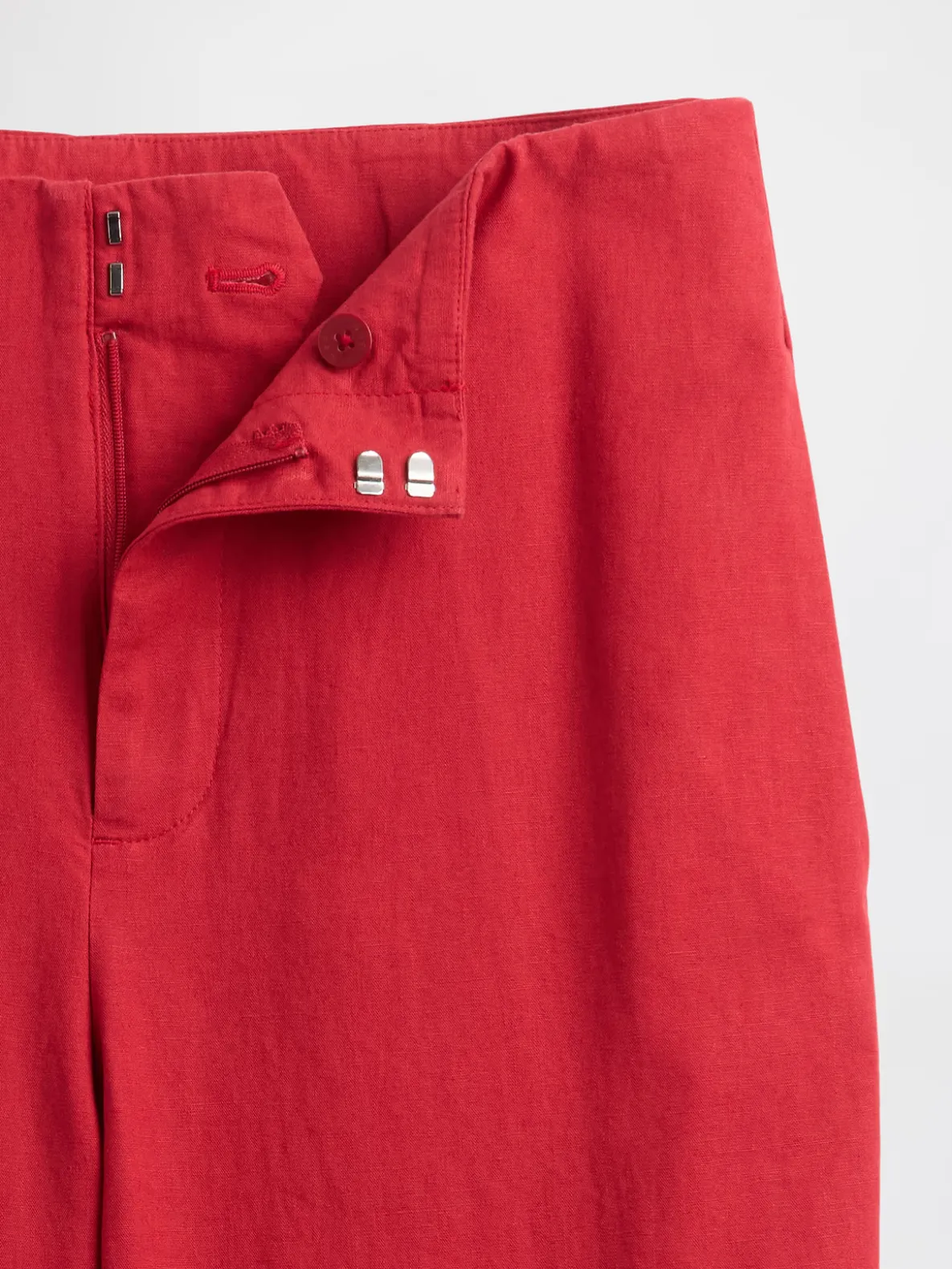 Linen-Blend Relaxed Straight Ankle Pants