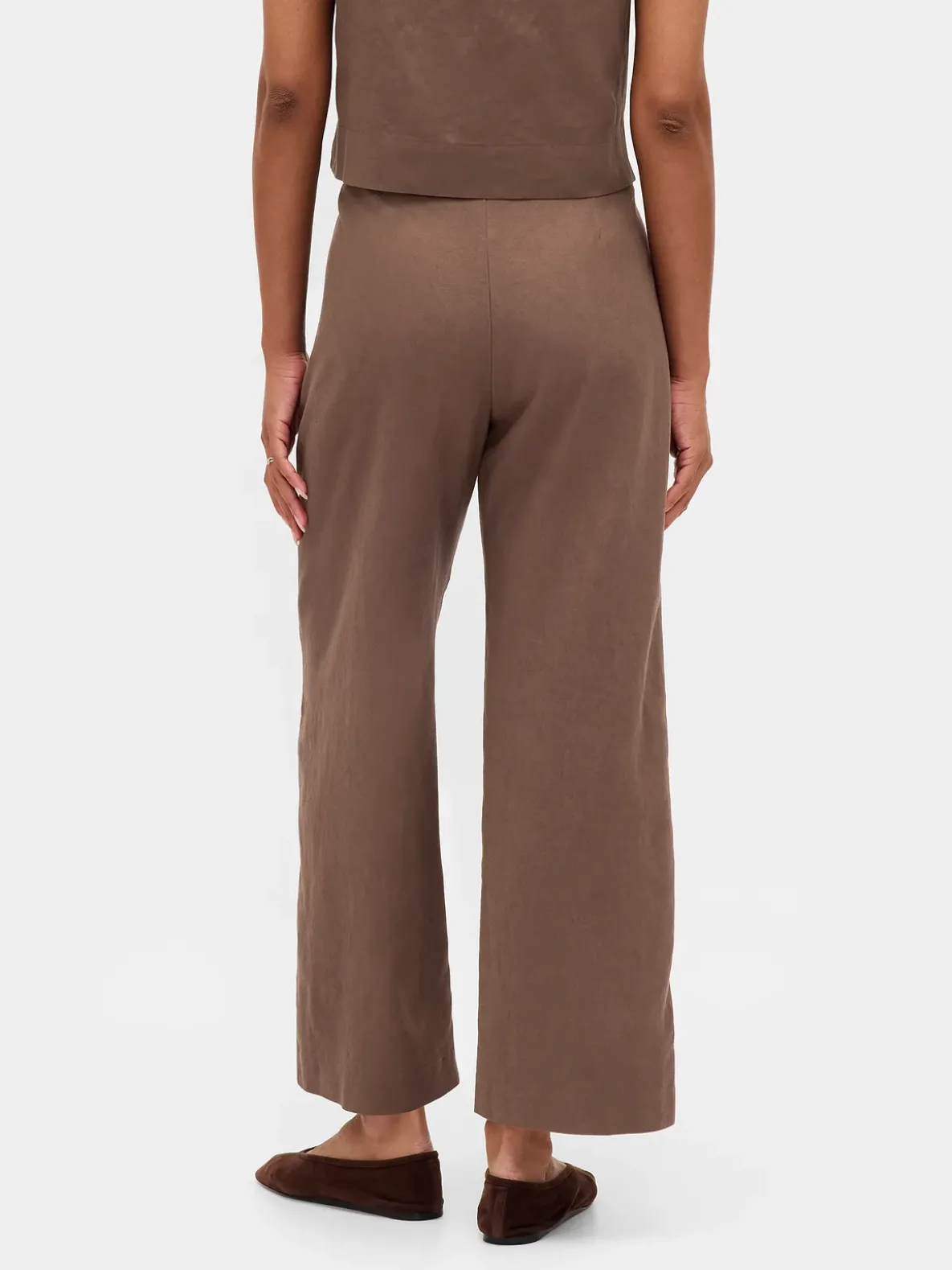 Linen-Blend Relaxed Straight Ankle Pants