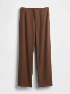 Linen-Blend Relaxed Straight Ankle Pants