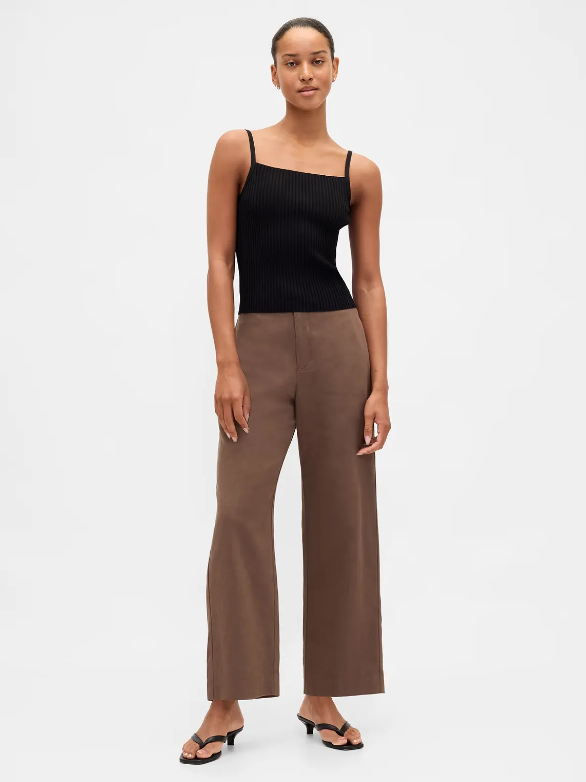 Linen-Blend Relaxed Straight Ankle Pants