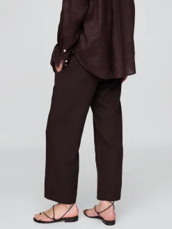 Linen-Blend Relaxed Straight Ankle Pants