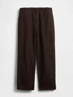 Linen-Blend Relaxed Straight Ankle Pants