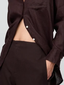Linen-Blend Relaxed Straight Ankle Pants