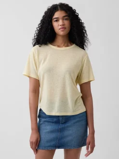 Linen-Blend Relaxed T-Shirt