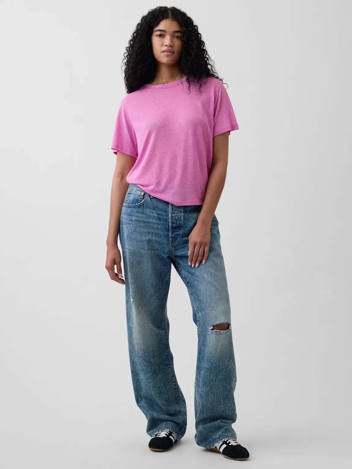 Linen-Blend Relaxed T-Shirt