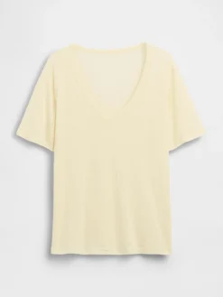 Linen-Blend Relaxed V-Neck T-Shirt