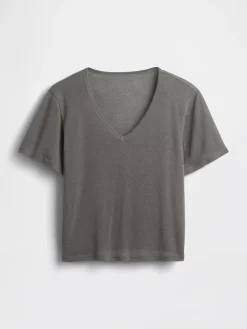 Linen-Blend Relaxed V-Neck T-Shirt