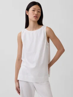 Linen-Blend Shell Tank Top
