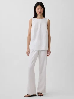 Linen-Blend Shell Tank Top