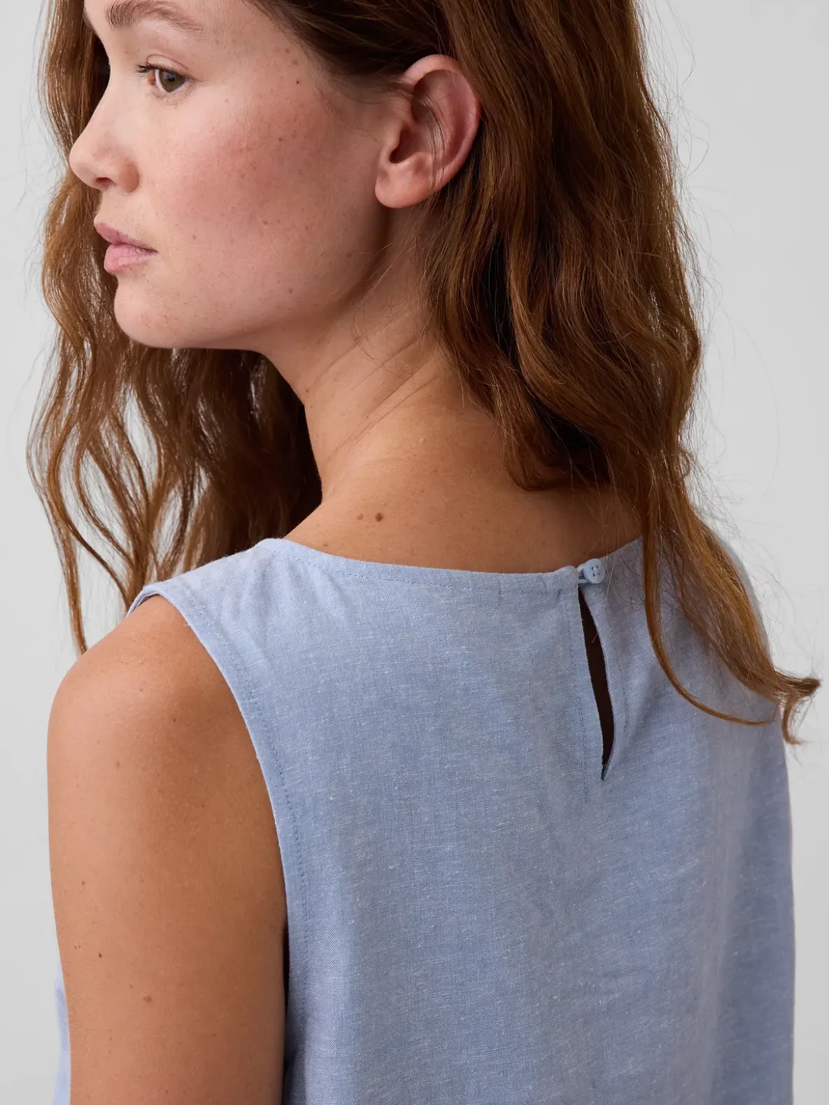 Linen-Blend Shell Tank Top