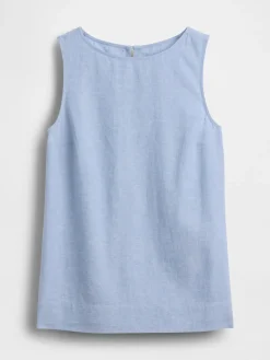 Linen-Blend Shell Tank Top