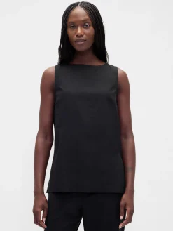 Linen-Blend Shell Tank Top