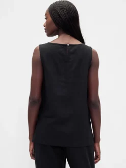 Linen-Blend Shell Tank Top