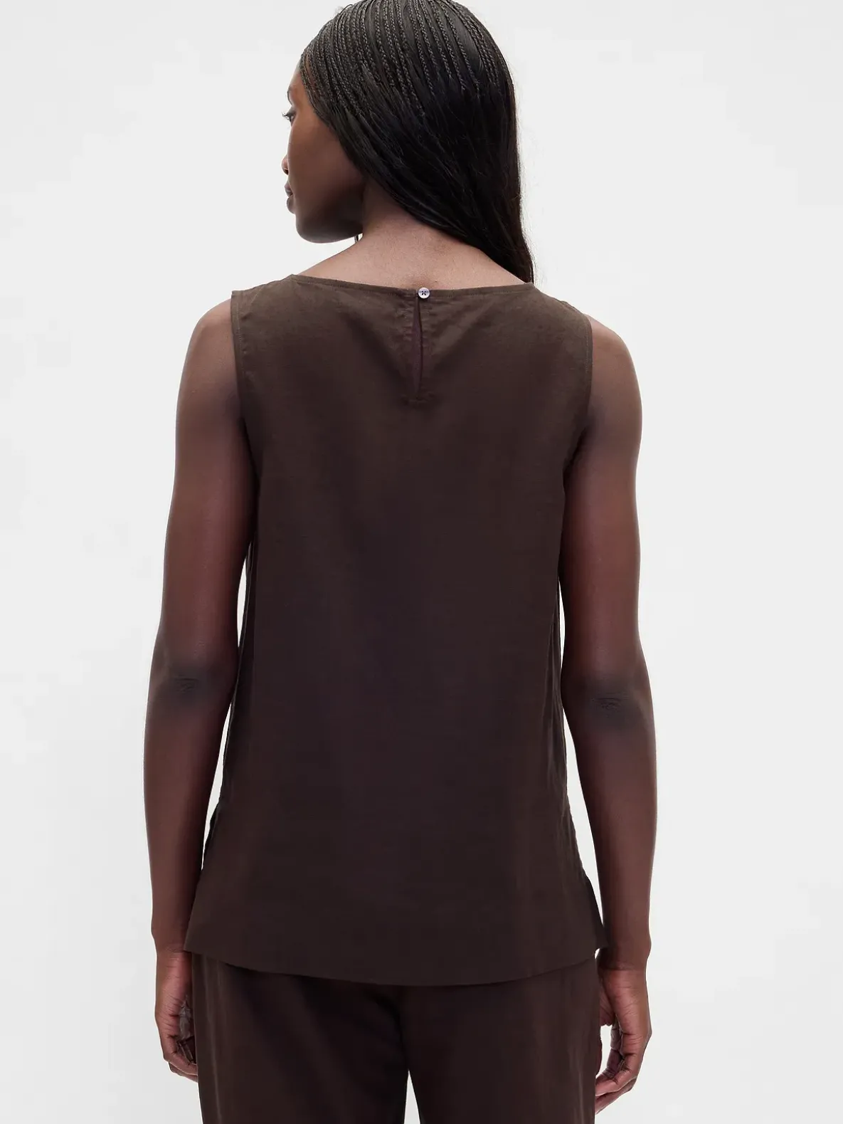 Linen-Blend Shell Tank Top