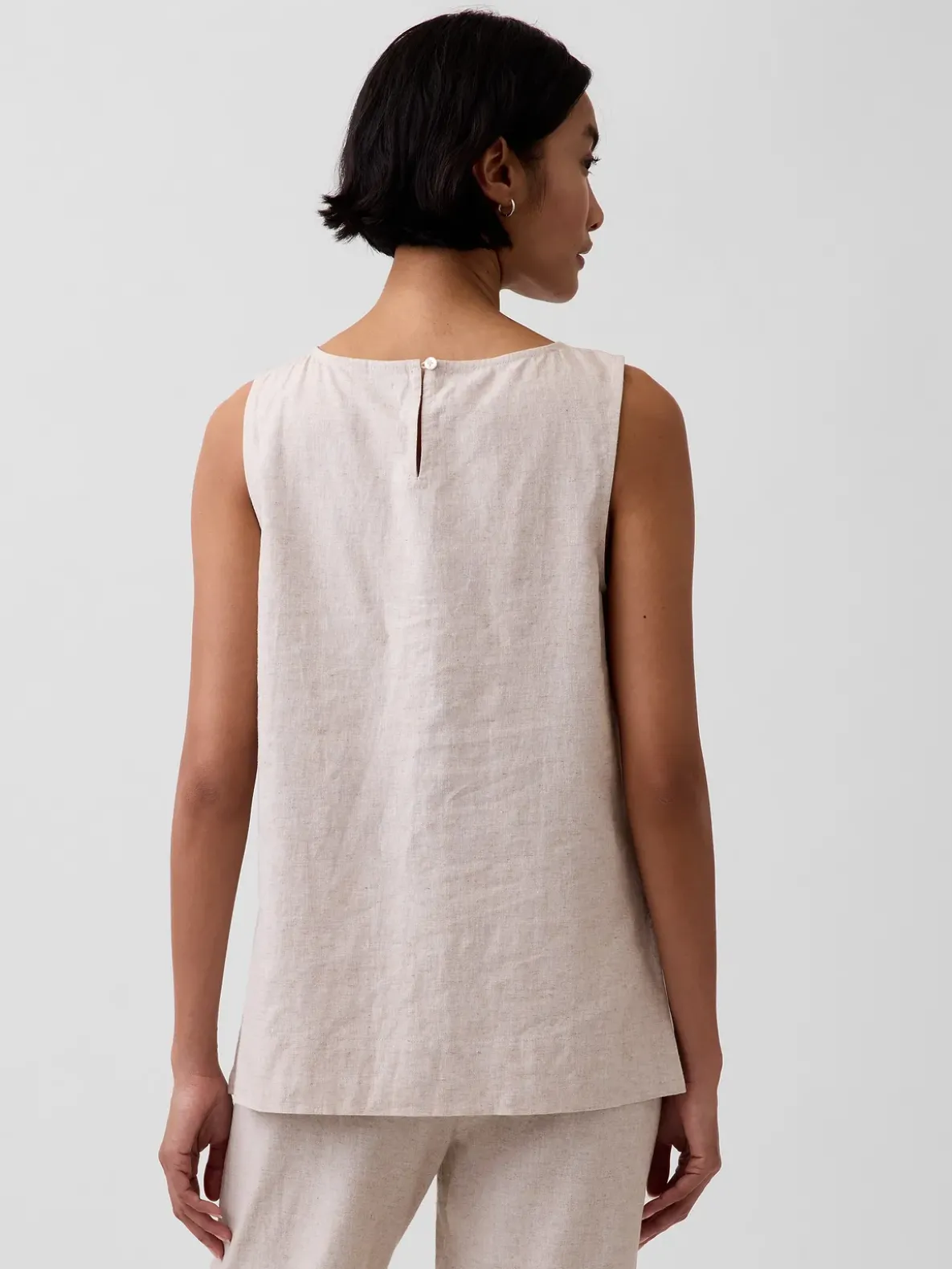 Linen-Blend Shell Tank Top