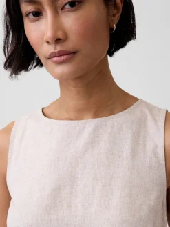 Linen-Blend Shell Tank Top