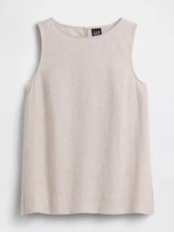 Linen-Blend Shell Tank Top