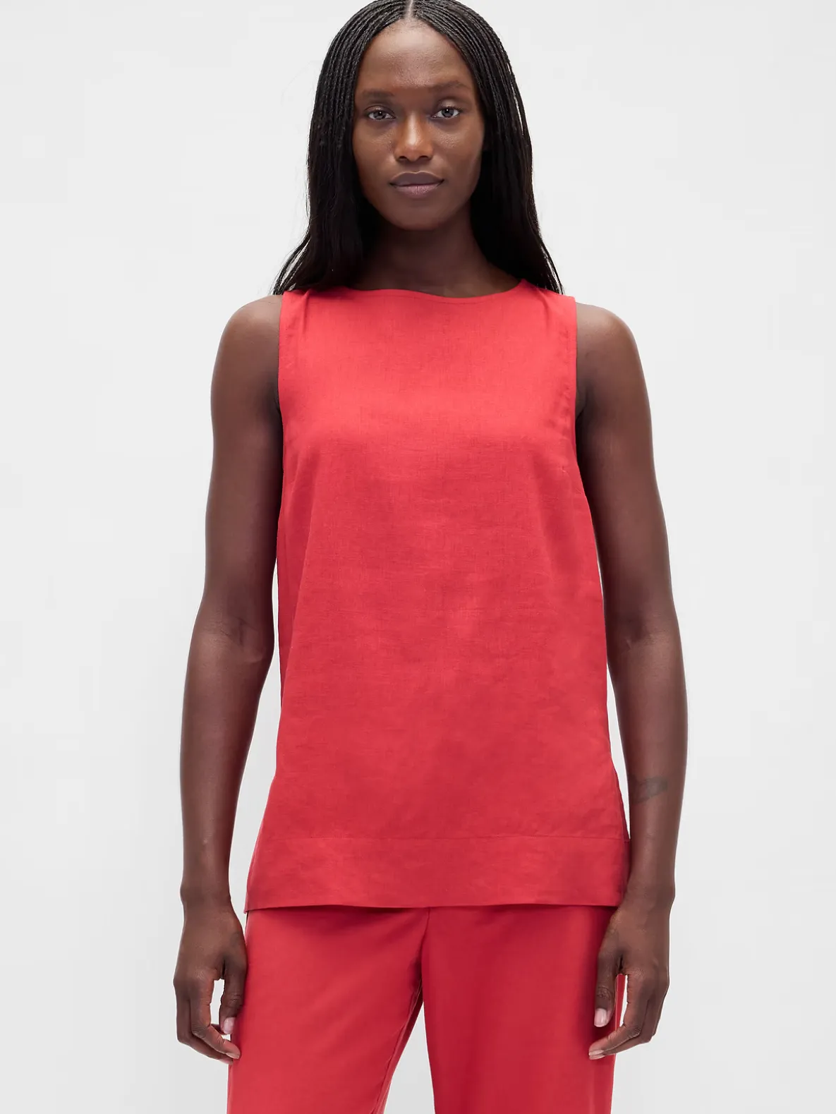 Linen-Blend Shell Tank Top