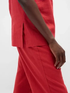 Linen-Blend Shell Tank Top