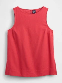 Linen-Blend Shell Tank Top