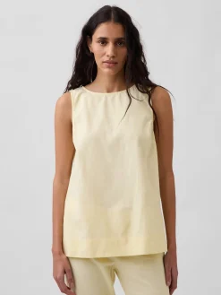 Linen-Blend Shell Tank Top