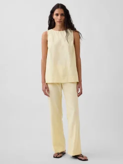 Linen-Blend Shell Tank Top