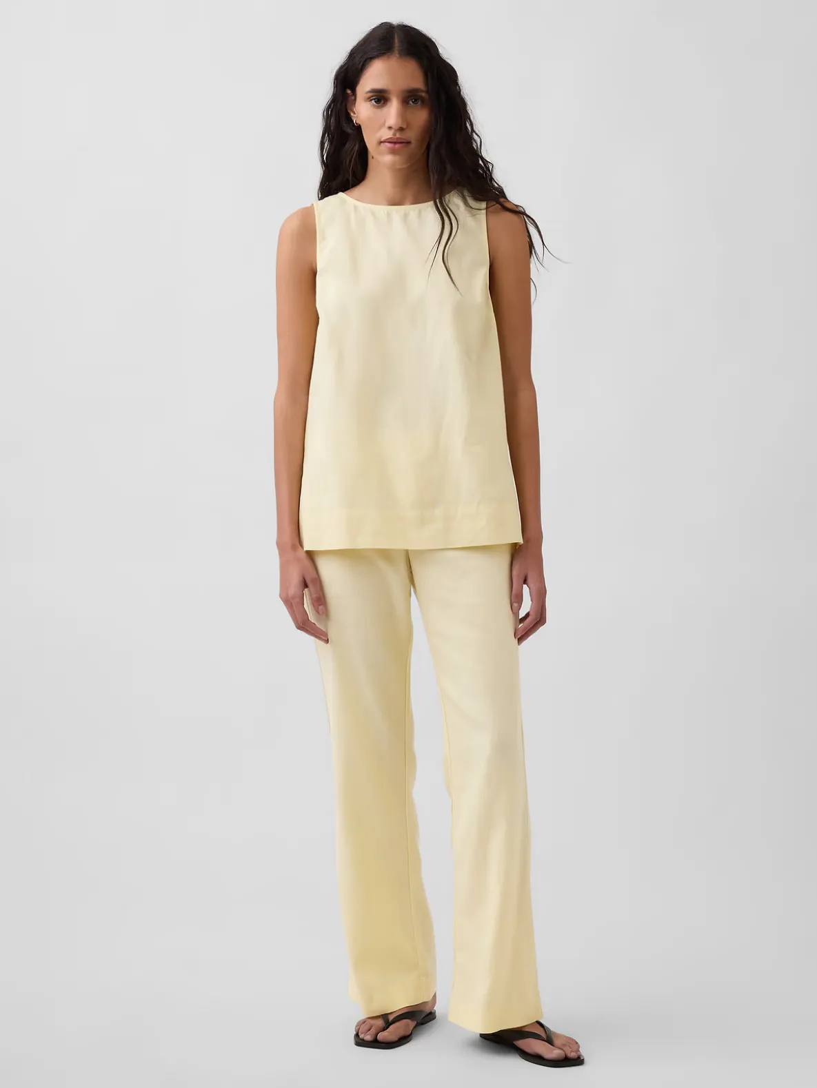 Linen-Blend Shell Tank Top