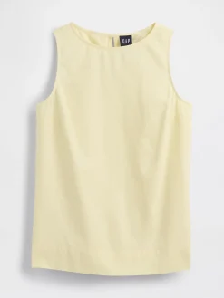 Linen-Blend Shell Tank Top