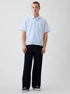 Linen-Cotton Relaxed Straight-Hem Shirt