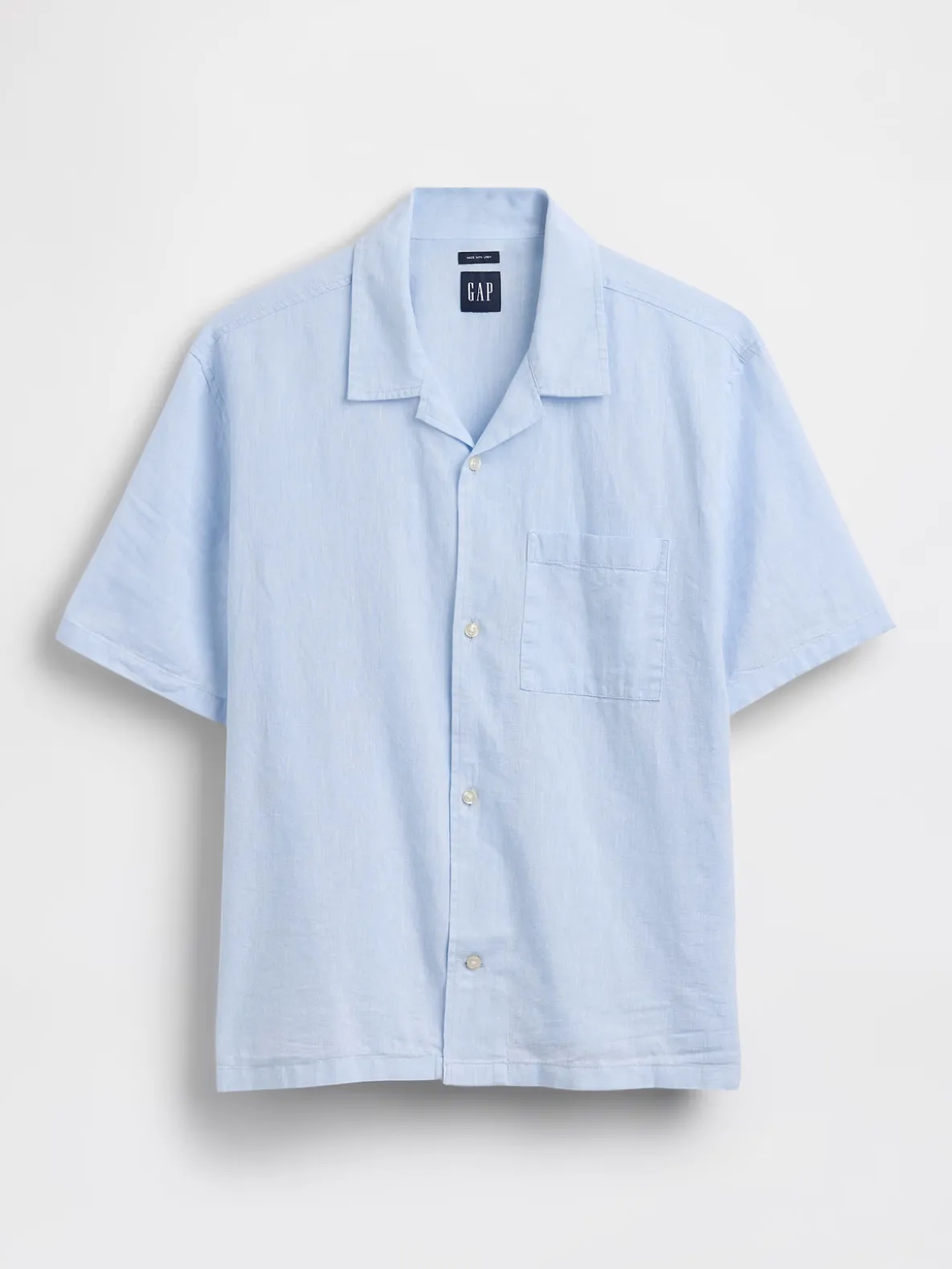 Linen-Cotton Relaxed Straight-Hem Shirt