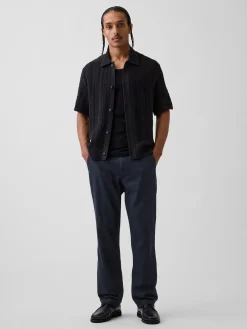 Linen-Cotton Relaxed Straight Trousers