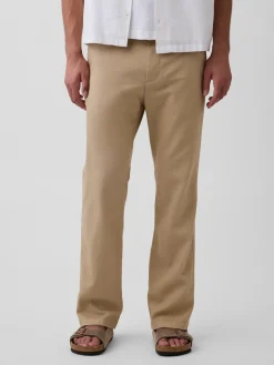 Linen-Cotton Relaxed Straight Trousers