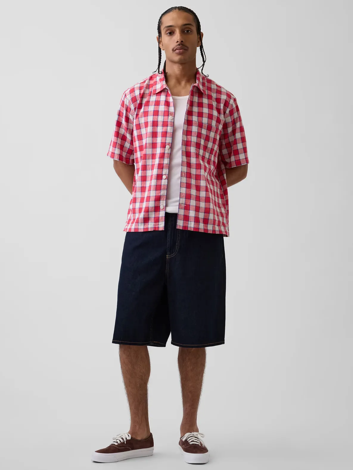 Linen-Cotton Relaxed Straight-Hem Shirt