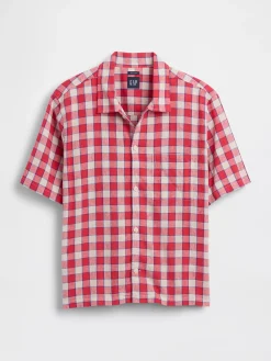 Linen-Cotton Relaxed Straight-Hem Shirt