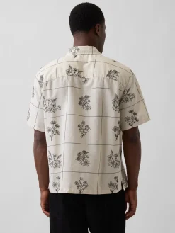 Linen-Cotton Relaxed Straight-Hem Shirt