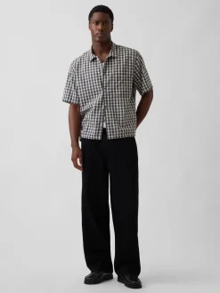 Linen-Cotton Relaxed Straight-Hem Shirt