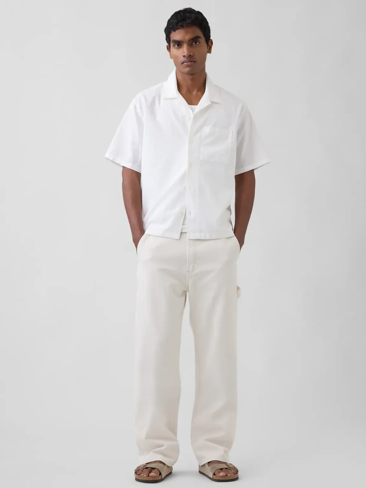 Linen-Cotton Relaxed Straight-Hem Shirt