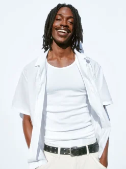 Linen-Cotton Relaxed Straight-Hem Shirt